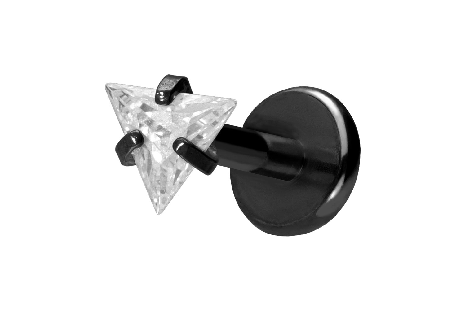 Titan Labret Piercing mit Push Fit EINGEFASSTES KRISTALLDREIECK